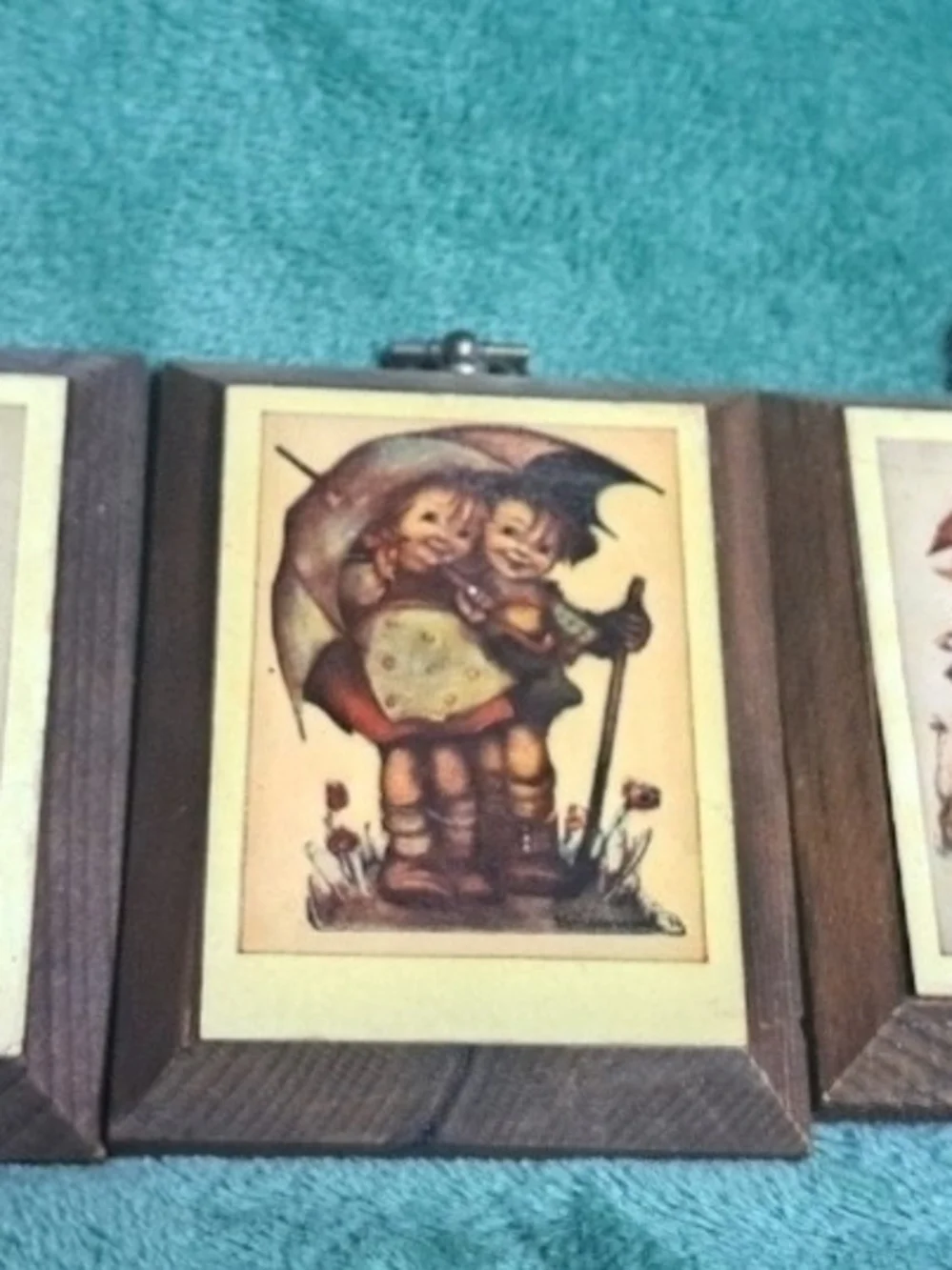Vintage MI Hummel Goebel Wood Wall Plaques Set of 3 Stormy Weather Country Boy
